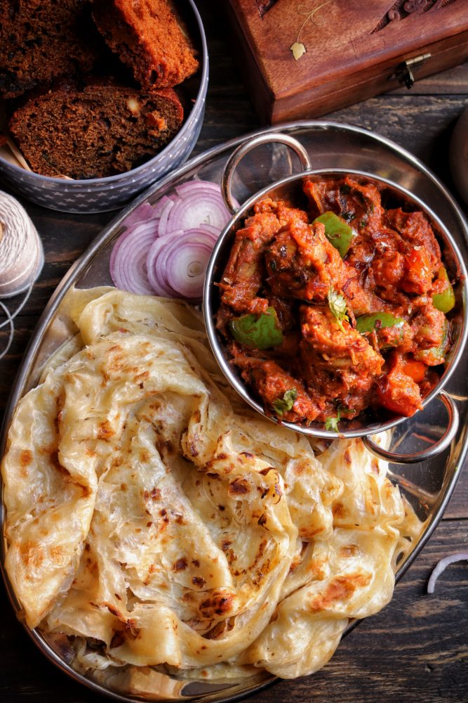 Chicken curry with paratha